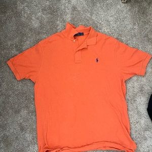 Polo By Ralph Lauren Pima Stretch Fit orange Button Up Polo T-Shirt- Mens XL